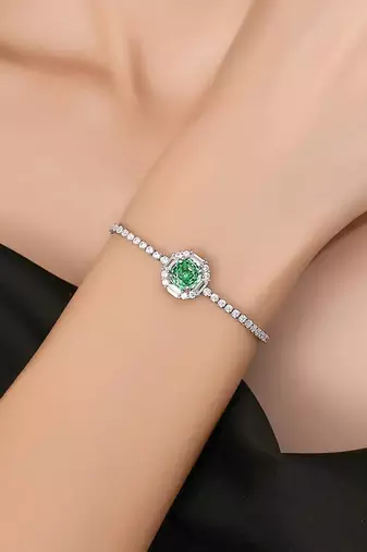 925 silver green sparkle designer fashion bracelet