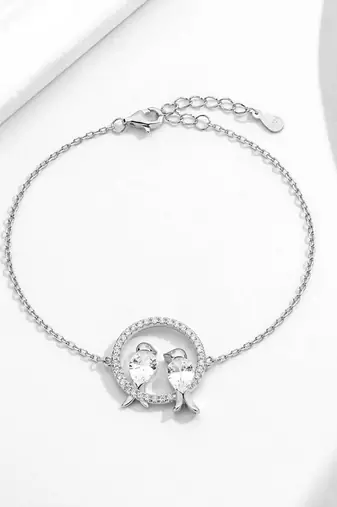 Pure 925 silver lovebirds bracelet for women