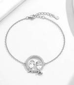 Pure 925 silver lovebirds bracelet for women