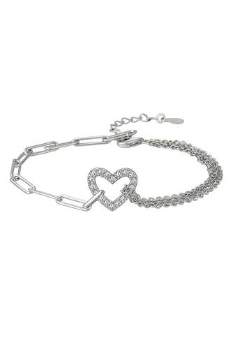 Pure 925 silver heart bracelet for women