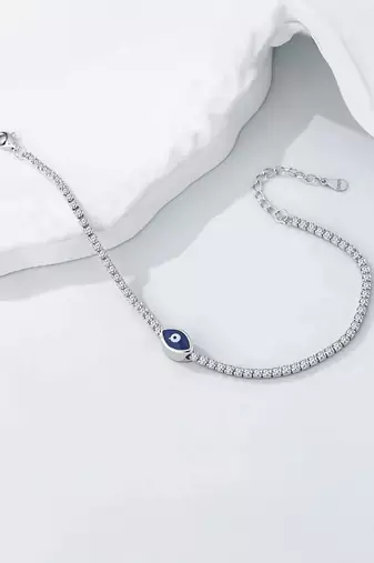 silver evil eye 925 bracelet for women