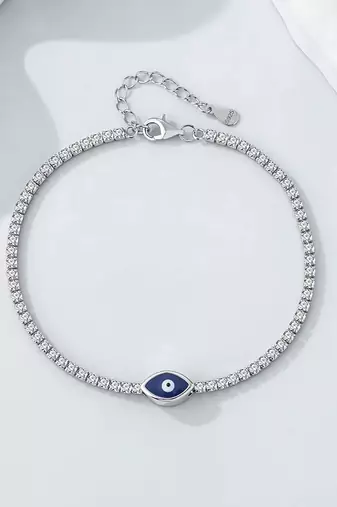 silver evil eye 925 bracelet for women