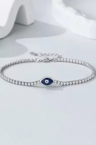 silver evil eye 925 bracelet for women