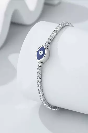 silver evil eye 925 bracelet for women