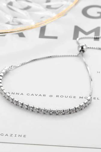 Pure 925 silver adjustable tennis bracelet for women