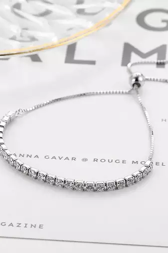 Pure 925 silver adjustable tennis bracelet for women