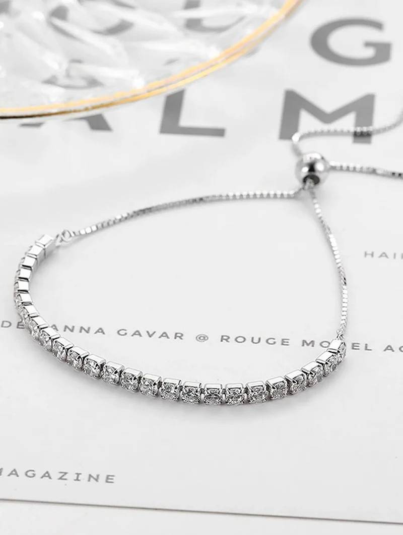 Pure 925 silver adjustable tennis bracelet for women