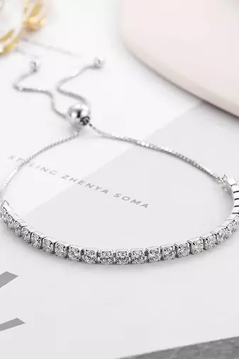 925 silver adjustable tennis fashion bracelet