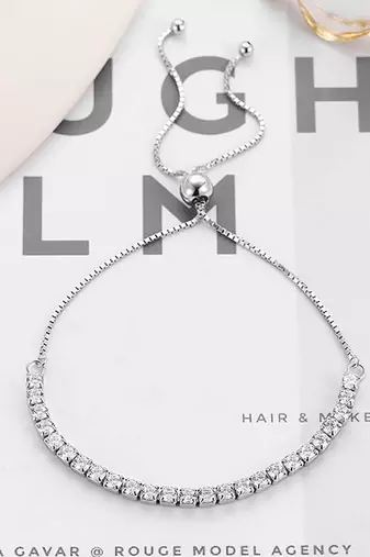 925 silver adjustable tennis fashion bracelet