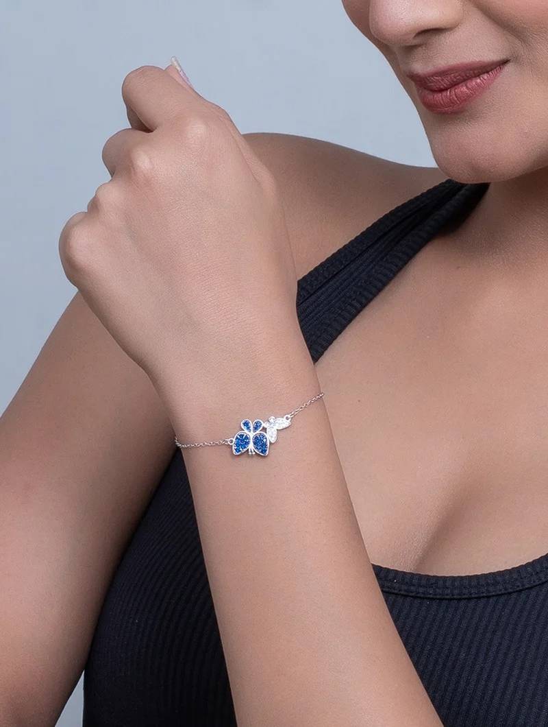 Pure 925 silver double butterfly bracelet for women
