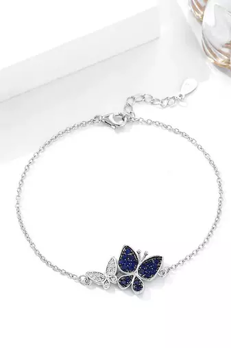 925 silver double butterfly fashion bracelet