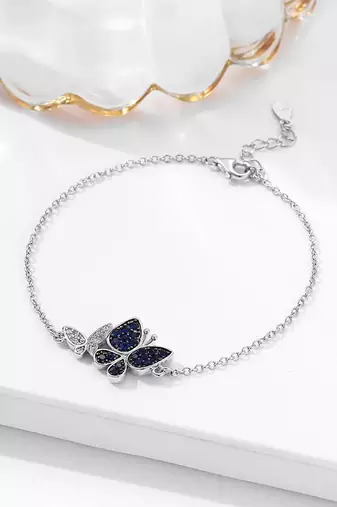 925 silver double butterfly fashion bracelet
