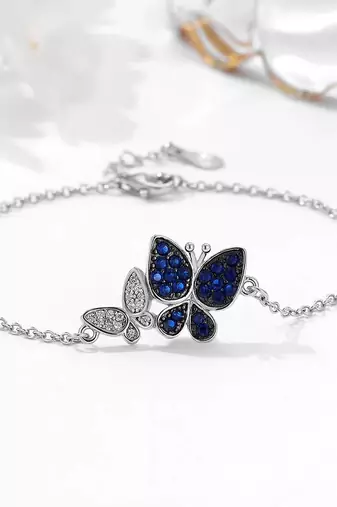 925 silver double butterfly fashion bracelet