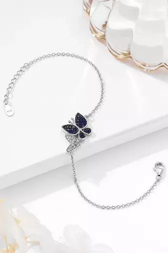 925 silver double butterfly fashion bracelet