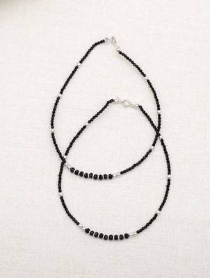 925 silver black bead fashion anklet 1