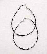 Pure 925 silver black beaded anklet for women
