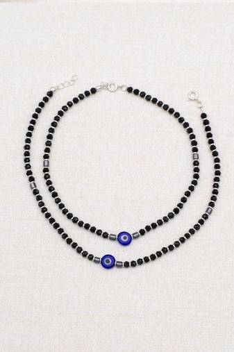 Pure 925 silver evil eye anklet for women