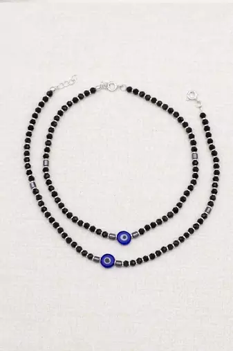 Pure 925 silver evil eye anklet for women