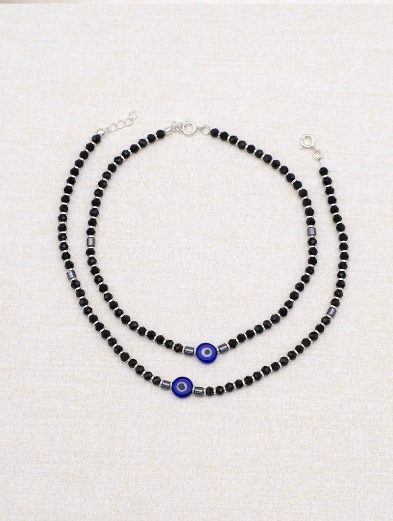 Pure 925 silver evil eye anklet for women