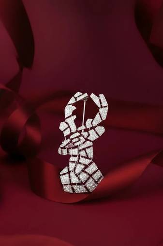 Pure 925 silver geometric luxe brooch
