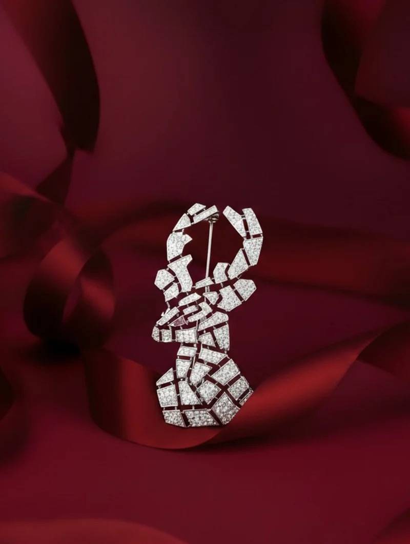 Pure 925 silver geometric luxe brooch