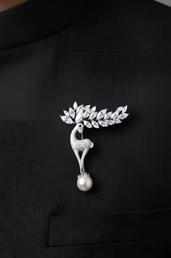 925 silver fawn fashion brooch