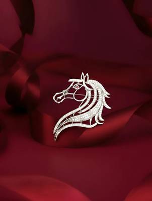 925 silver horse crest fashion brooch 1