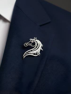 925 silver horse crest fashion brooch 2
