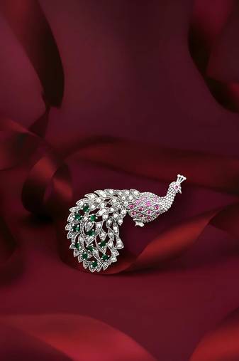 Pure 925 silver majestic peacock brooch