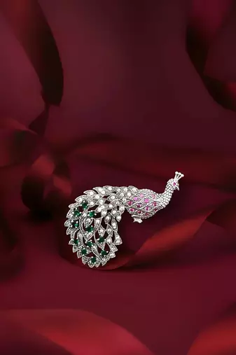 Pure 925 silver majestic peacock brooch