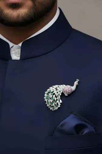 925 silver peacock fashion brooch