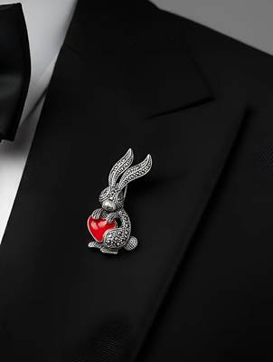 925 silver amour bunny fashion brooch 2