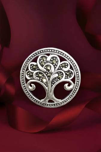 Pure 925 silver eternal tree brooch