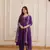 Purple Mul Chanderi with Beads Embroidered work kurti pant dupatta