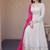 White-Pink Cosmos with Real Mirror with Zari Embroidered lace work long kurti with dupatta