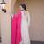 White-Pink Cosmos with Real Mirror with Zari Embroidered lace work long kurti with dupatta