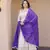 White Purple Cosmos with Mirror with Zari Embroidered lace work long kurti with dupatta