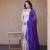 White-Purple Cosmos with Real Mirror with Zari Embroidered lace work long kurti with dupatta