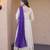 White-Purple Cosmos with Real Mirror with Zari Embroidered lace work long kurti with dupatta