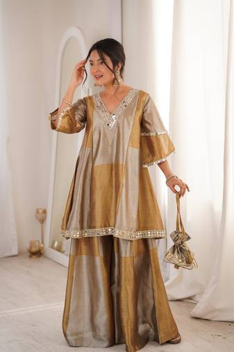 Golden Designer Top Sharara
