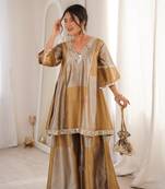 Golden Premium Designer Readymade Top Sharara