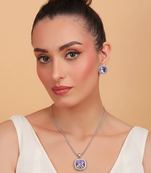 Silver electric wisteria purple stone pendant set 