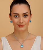 Silver electric moroccan blue stone pendant set