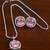 Silver baby pink stone pendant set 