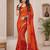 Maroon Oranage Indian Bandhani Printed Chiffon Saree With Blouse Piece