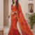 Maroon Oranage Indian Bandhani Printed Chiffon Saree With Blouse Piece