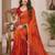 Maroon Oranage Indian Bandhani Printed Chiffon Saree With Blouse Piece