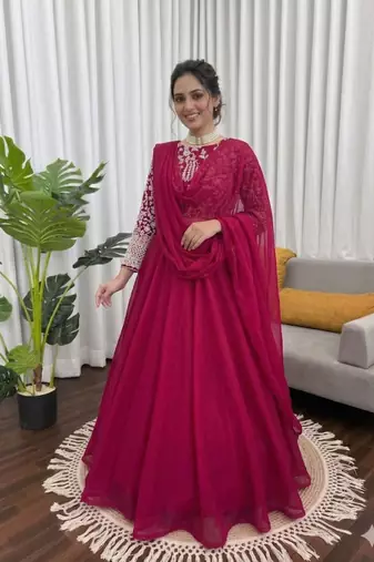 magenta silkblend embroidered lehenga set