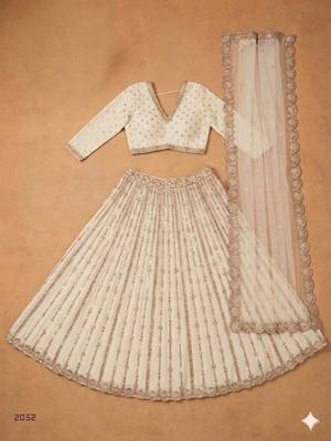 off white embroidered silk blend circular lehenga set 4