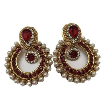 Maroon earrings With Moti Pearl 3
